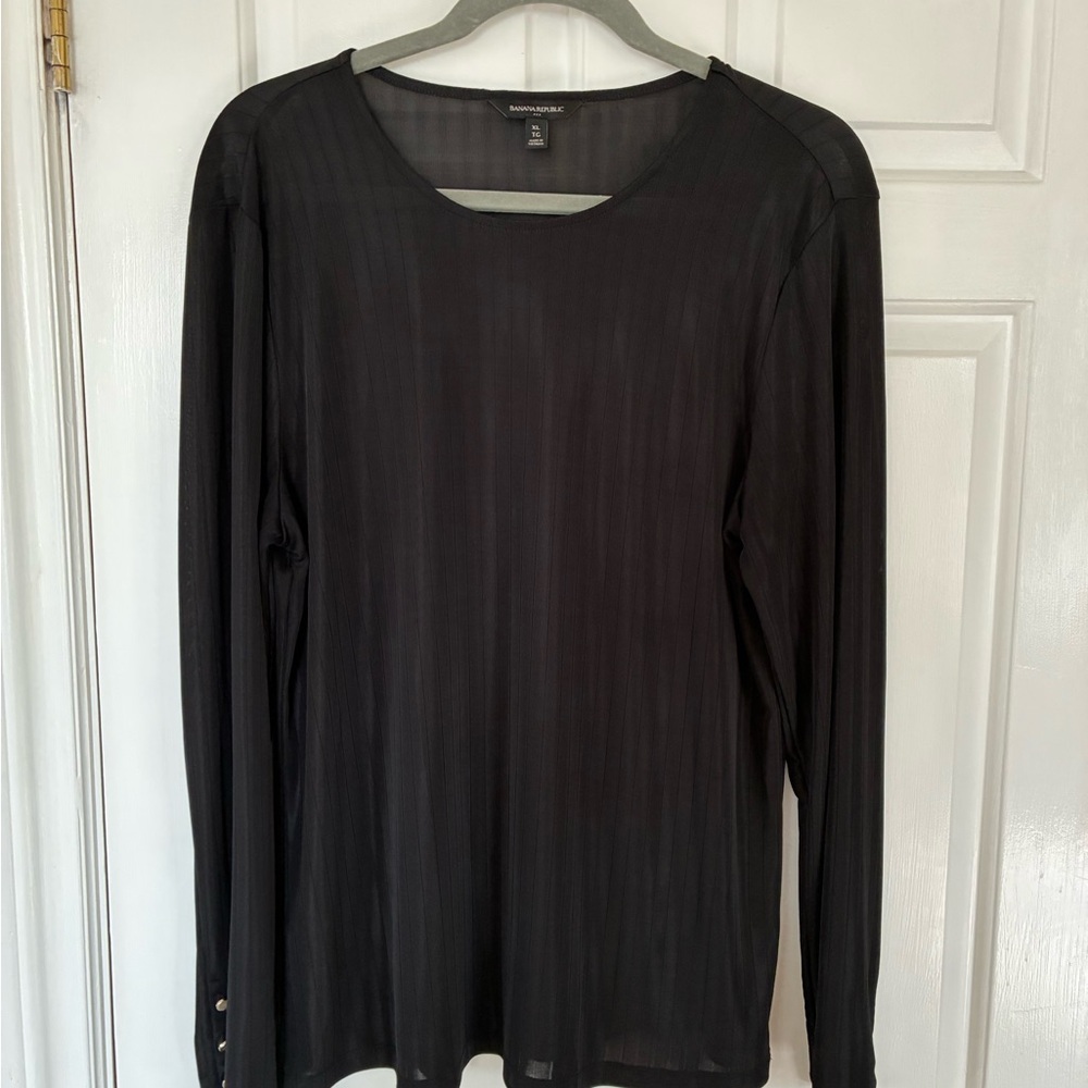 Banana Republic Black Ribbed Long Sleeve Top